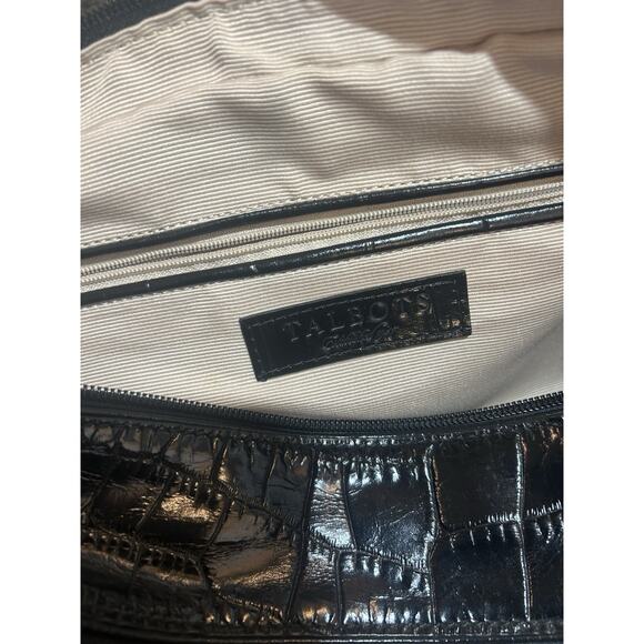 Vintage Ladies Talbots Black Leather & Gray Cloth Shoulder Bag Purse - Picture 7 of 11